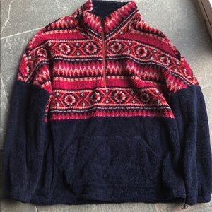 patterned sherpa coat